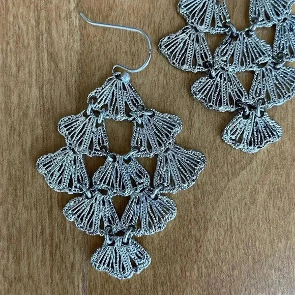 Sterling Silver Seashell Earrings - Picture 2 of 7